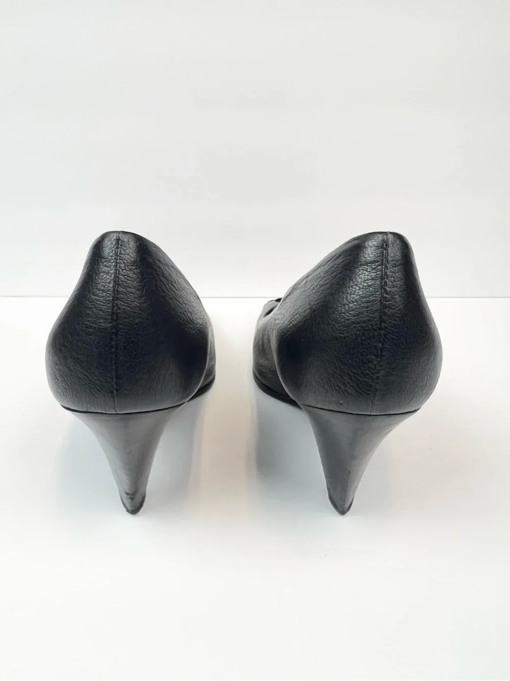 Jil Sander Black Leather Square-Toe Mid Block Heels US 7 Euro 37.5 Made In Italy - Picture 6 of 8